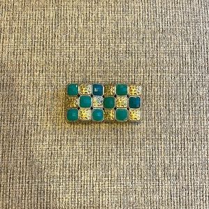 Vintage gold toned and emerald costume bracelet